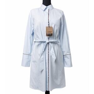 Burberry Pale Blue Button-Front Tie-Waist Shirt Dress 4